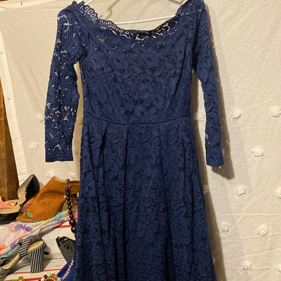 Dresses & Skirts - MIUSOL Navy Lace Off the Shoulder Dress Size Small